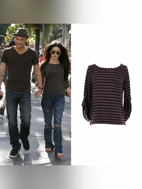 3/4 Long Sleeve Striped T-shirt As Seen On Megan Fox